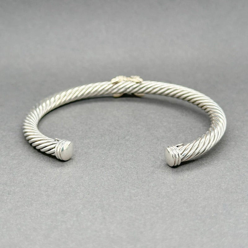 Estate David Yurman SS 0.19ctw G - H/SI1 - 2 Diamond X Station Cuff Bracelet - Walter Bauman Jewelers