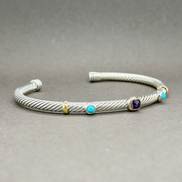 Estate David Yurman SS 0.28ctw Turquoise & 0.26ct Amethyst Renaissance Cuff Bracelet - Walter Bauman Jewelers
