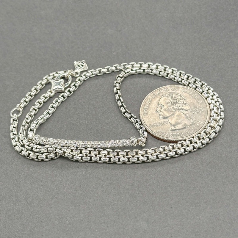 Estate David Yurman SS 0.35ctw G - H/SI1 - Diamond Petite Metro Bar Necklace - Walter Bauman Jewelers