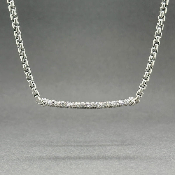 Estate David Yurman SS 0.35ctw G - H/SI1 - Diamond Petite Metro Bar Necklace - Walter Bauman Jewelers