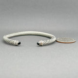 Estate David Yurman SS 0.63ctw Onyx & 0.08ctw Diamond Classic Cable Bracelet - Walter Bauman Jewelers