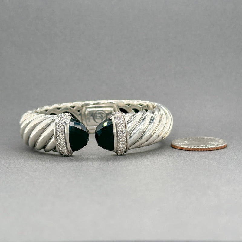 Estate David Yurman SS 0.81ctw H/VS2 - SI1 Diamond & 12.14ctw Onyx Waverly Bracelet - Walter Bauman Jewelers