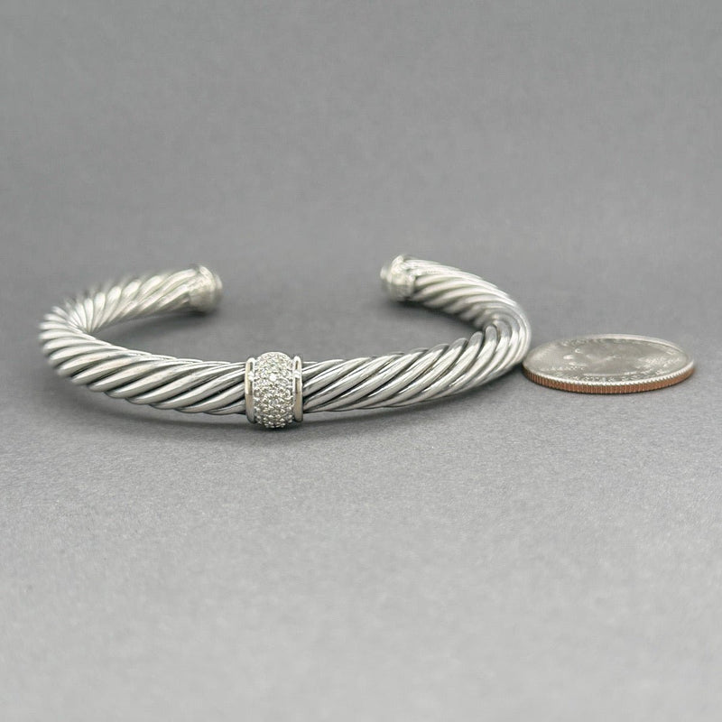 Estate David Yurman SS 18 0.28ctw H/VS2 - SI1 Diamond Classic Cable Bracelet - Walter Bauman Jewelers