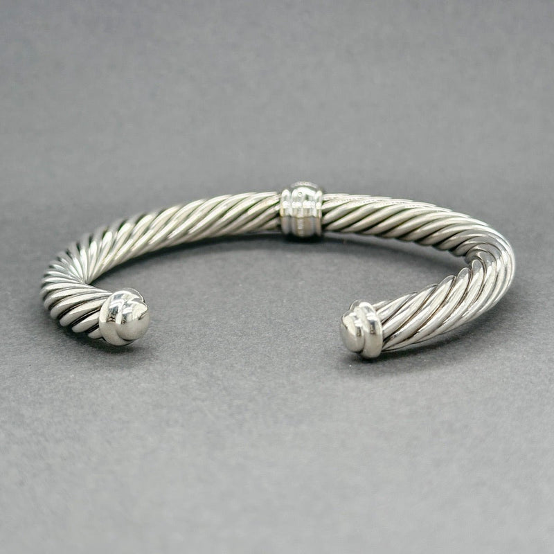 Estate David Yurman SS 18 0.28ctw H/VS2 - SI1 Diamond Classic Cable Bracelet - Walter Bauman Jewelers