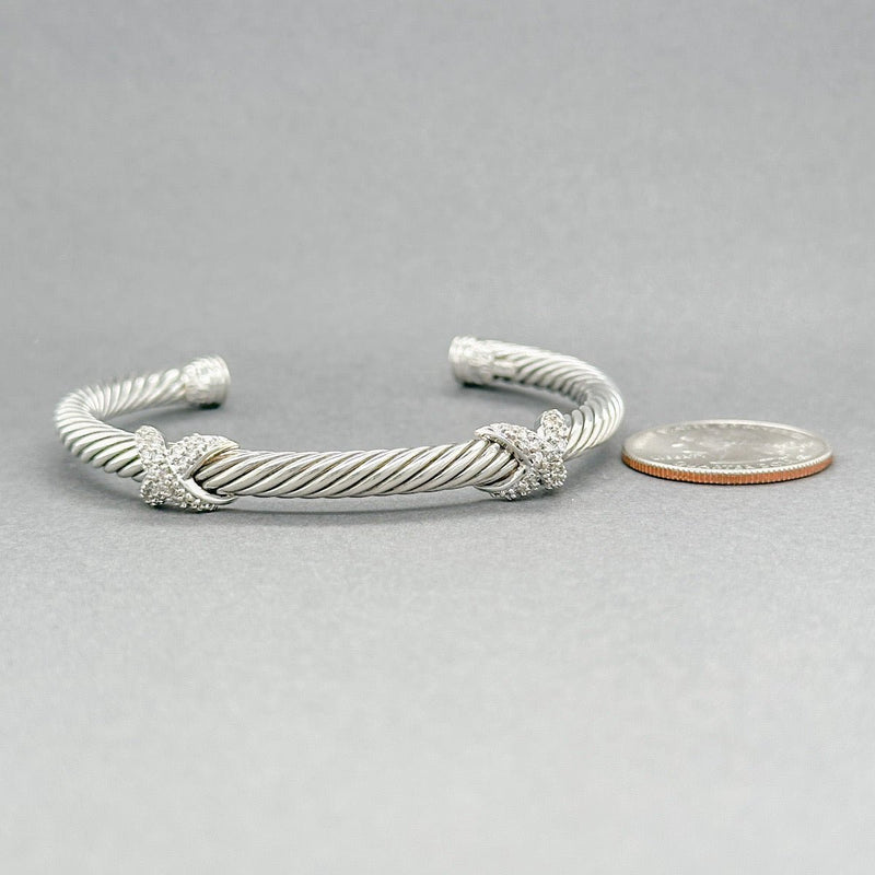 Estate David Yurman SS 18 0.54ctw H/VS2 - SI1 Diamond X Bracelet - Walter Bauman Jewelers