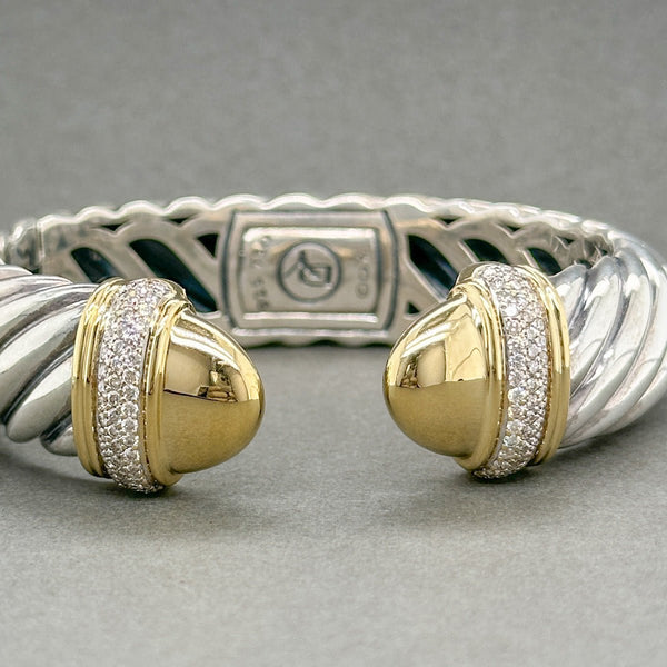 Estate David Yurman SS 18 0.81cttw G - H/SI1 Diamond Waverly Cuff Bracelet - Walter Bauman Jewelers