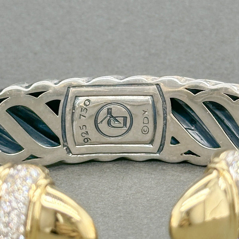 Estate David Yurman SS 18 0.81cttw G - H/SI1 Diamond Waverly Cuff Bracelet - Walter Bauman Jewelers