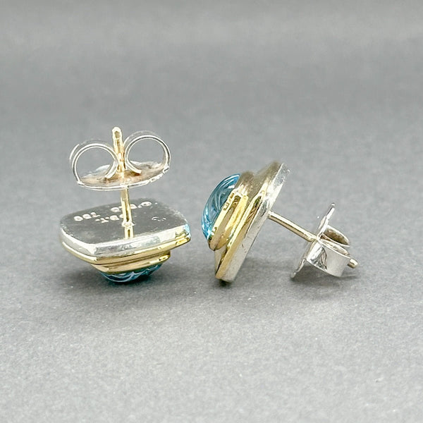 Estate David Yurman SS 18 3.22ctw Blue Topaz Stud Earrings - Walter Bauman Jewelers