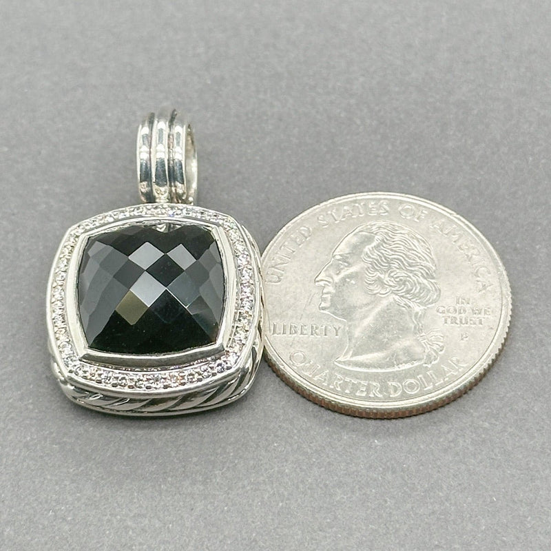 Estate David Yurman SS 6.10ct Onyx & 0.35ctw H/SI1 Diamond Albion Pendant - Walter Bauman Jewelers