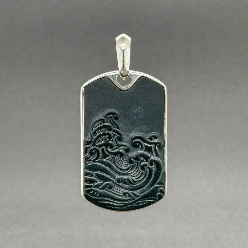 Estate David Yurman SS Agate Waves Dog Tag Pendant - Walter Bauman Jewelers