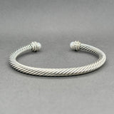 Estate David Yurman SS FWP & 0.19ctw G - H/SI1 - 2 Diamond Cable Cuff Bracelet - Walter Bauman Jewelers