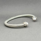 Estate David Yurman SS FWP & 0.19ctw G - H/SI1 - 2 Diamond Cable Cuff Bracelet - Walter Bauman Jewelers