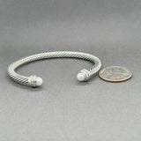 Estate David Yurman SS FWP & 0.19ctw G - H/SI1 - 2 Diamond Cable Cuff Bracelet - Walter Bauman Jewelers