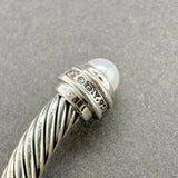 Estate David Yurman SS FWP & 0.19ctw G - H/SI1 - 2 Diamond Cable Cuff Bracelet - Walter Bauman Jewelers