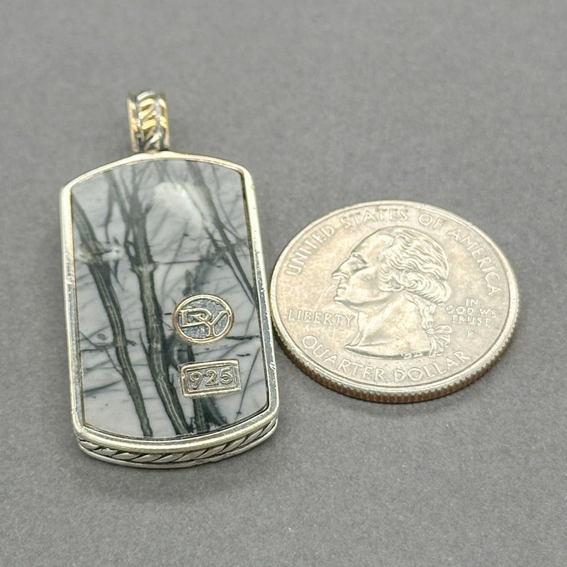 Estate David Yurman SS Pietersite Dog Tag Pendant - Walter Bauman Jewelers