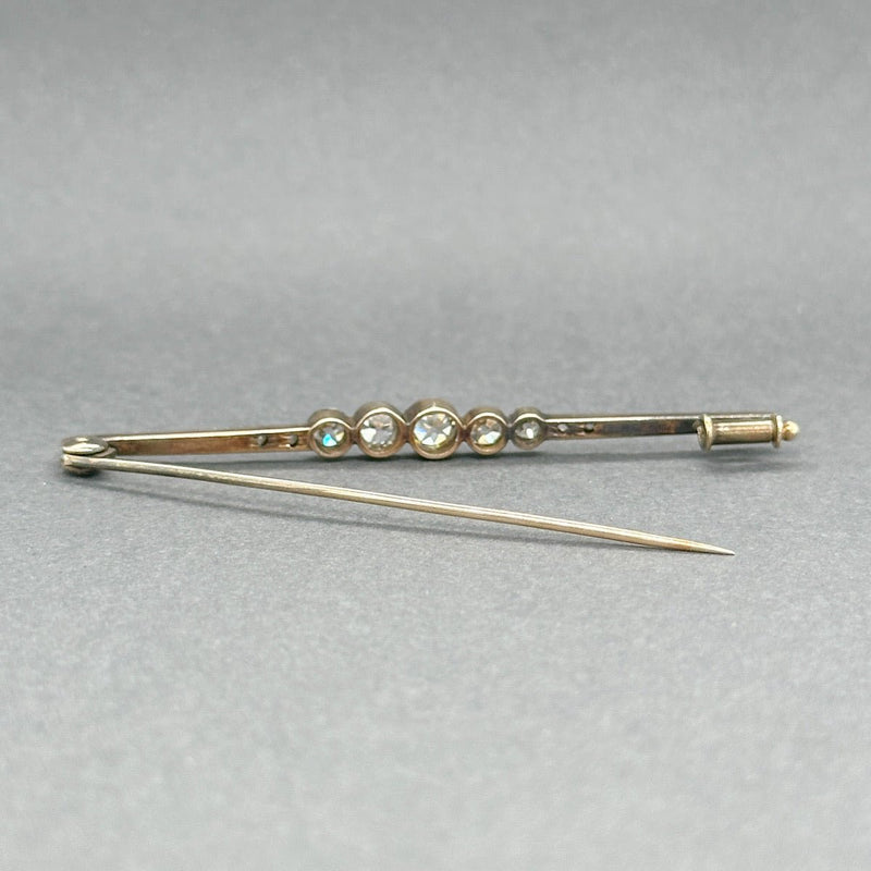 Estate Edwardian 14K Y Gold 0.97ctw H - J/VS2 - SI1 Diamond Pin - Walter Bauman Jewelers