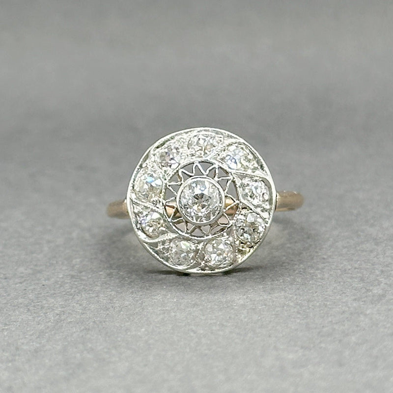 Estate Edwardian 14K Y Gold 0.98ctw I - J/SI1 - 2 Diamond Cocktail Ring - Walter Bauman Jewelers