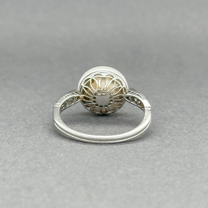 Estate Edwardian Platinum Freshwater Pearl & 0.16ctw H - I/SI1 Diamond Ring GIA - Walter Bauman Jewelers