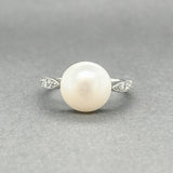 Estate Edwardian Platinum Freshwater Pearl & 0.16ctw H - I/SI1 Diamond Ring GIA - Walter Bauman Jewelers