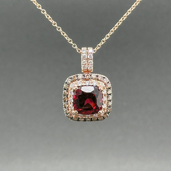 Estate Effy 14K R Gold 3.02ct Garnet & 0.32ctw G - H - Brown/SI1 - 2 Diamond Pendant - Walter Bauman Jewelers