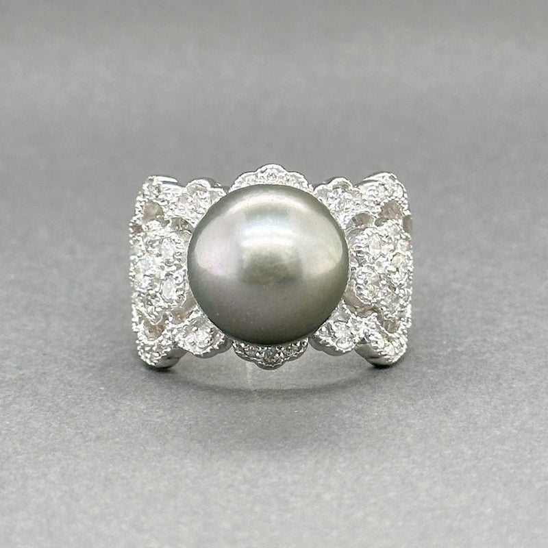 Estate Effy 14K W Gold Tahitian Pearl & 0.67ctw G - H/SI1 - 2 Diamond Ring - Walter Bauman Jewelers