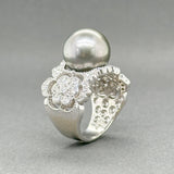 Estate Effy 14K W Gold Tahitian Pearl & 0.67ctw G - H/SI1 - 2 Diamond Ring - Walter Bauman Jewelers