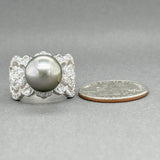 Estate Effy 14K W Gold Tahitian Pearl & 0.67ctw G - H/SI1 - 2 Diamond Ring - Walter Bauman Jewelers