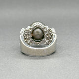 Estate Effy 14K W Gold Tahitian Pearl & 0.67ctw G - H/SI1 - 2 Diamond Ring - Walter Bauman Jewelers