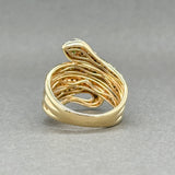Estate Effy 14K Y Gold 0.75ctw Black & G-H/SI2-I1 Diamond & 0.02ctw Garnet Safari Snake Ring - Walter Bauman Jewelers