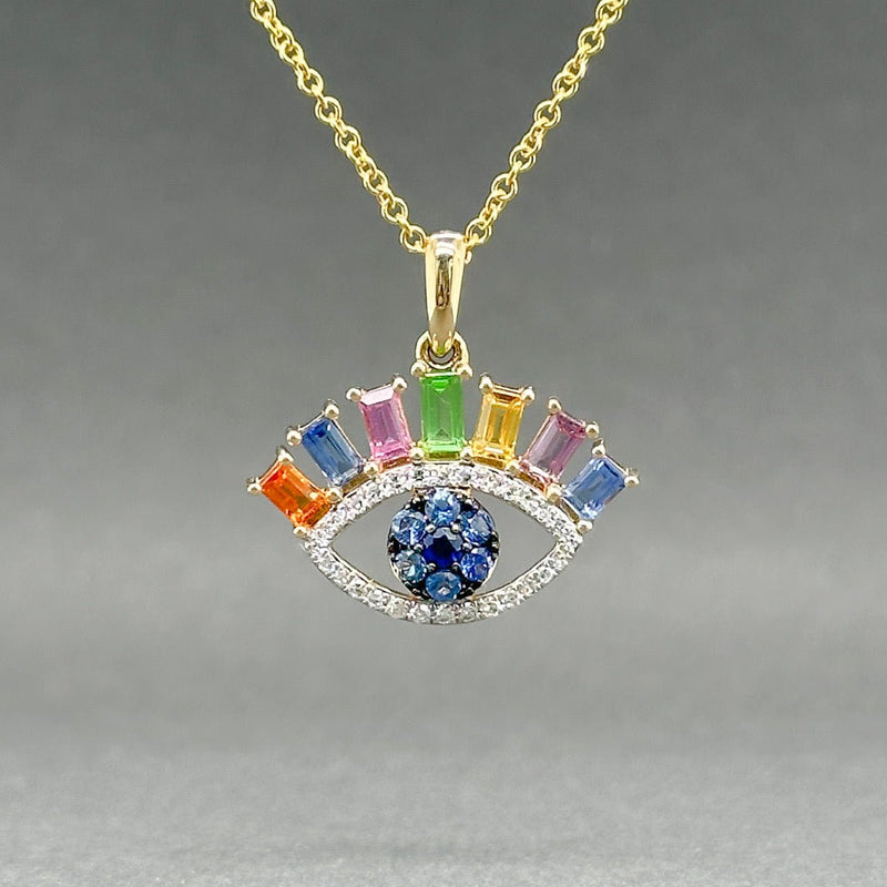 Estate Effy 14K Y Gold 0.97ctw Sapphire & 0.05ctw G - H/VS2 Diamond Eye Pendant - Walter Bauman Jewelers