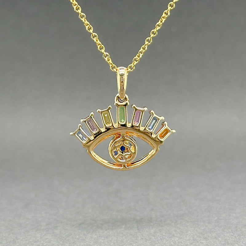 Estate Effy 14K Y Gold 0.97ctw Sapphire & 0.05ctw G - H/VS2 Diamond Eye Pendant - Walter Bauman Jewelers