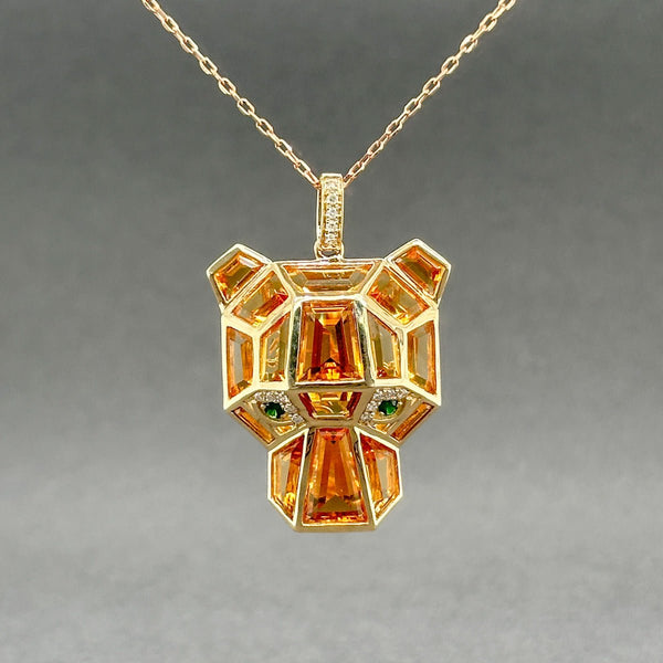 Estate Effy 14K Y Gold 9.51ctw Citrine & Garnet & 0.25ctw H/SI1 - 2 Diamond Panther Pendant - Walter Bauman Jewelers