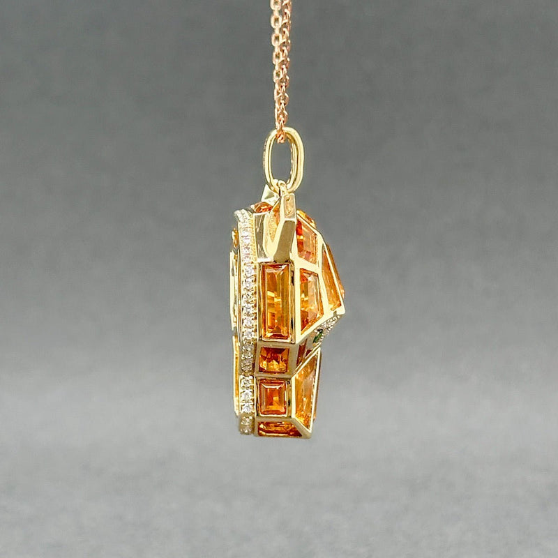 Estate Effy 14K Y Gold 9.51ctw Citrine & Garnet & 0.25ctw H/SI1 - 2 Diamond Panther Pendant - Walter Bauman Jewelers