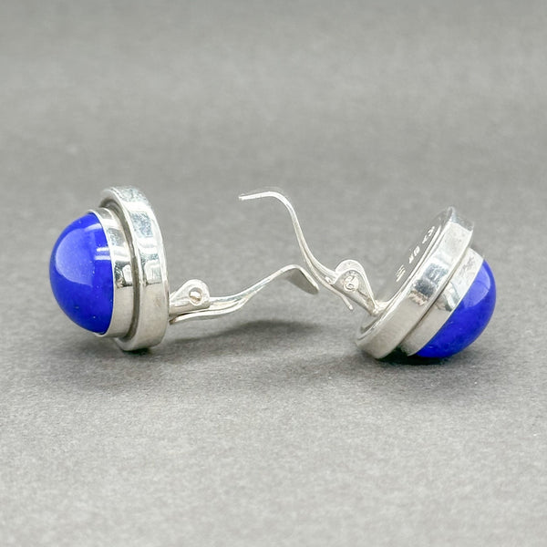 Estate Georg Jensen SS Lapis Lazuli Clip On Earrings - Walter Bauman Jewelers