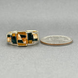 Estate GL Miller 14K Y Gold 0.54ctw Onyx & 0.06ctw Tigers Eye Inlay Ring - Walter Bauman Jewelers