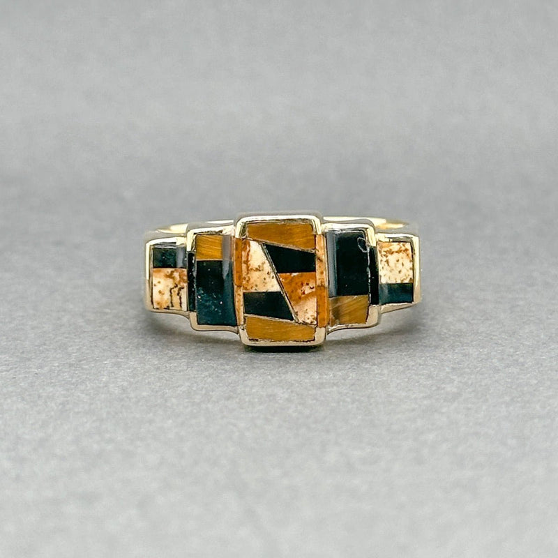 Estate GL Miller 14K Y Gold 0.54ctw Onyx & 0.06ctw Tigers Eye Inlay Ring - Walter Bauman Jewelers