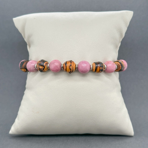 Estate Gucci SS Wood & 55.20ctw Rhodonite Bead Bolo Bracelet - Walter Bauman Jewelers