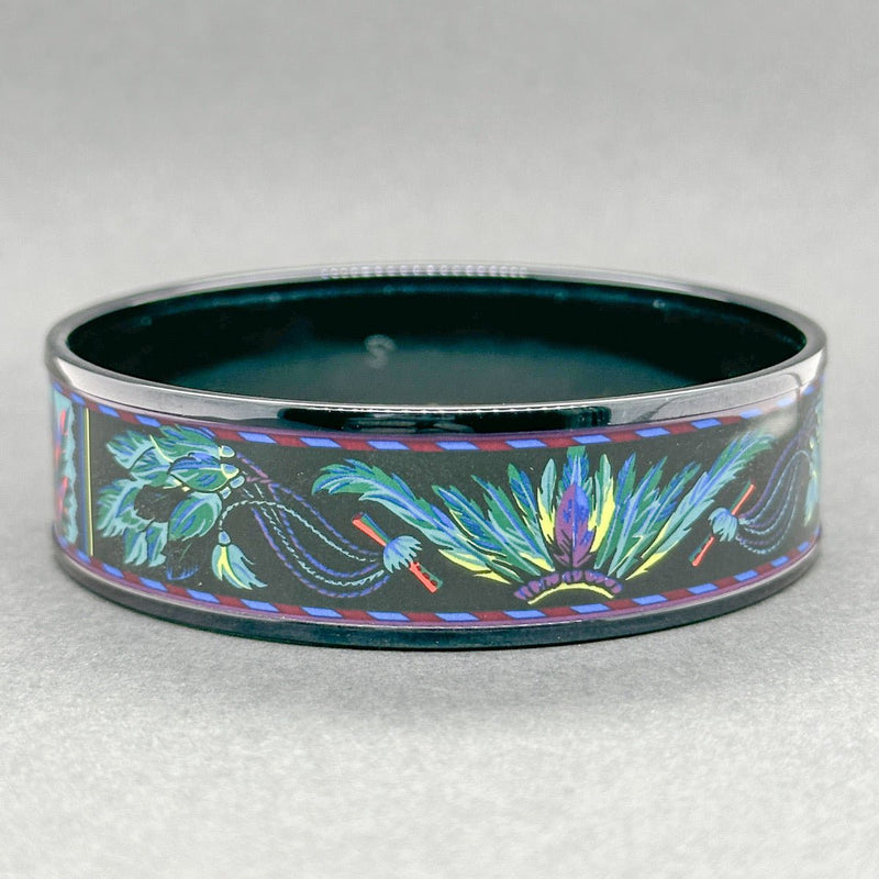 Estate Hermes 18mm Brazil Wide Enamel Bangle Bracelet - Walter Bauman Jewelers