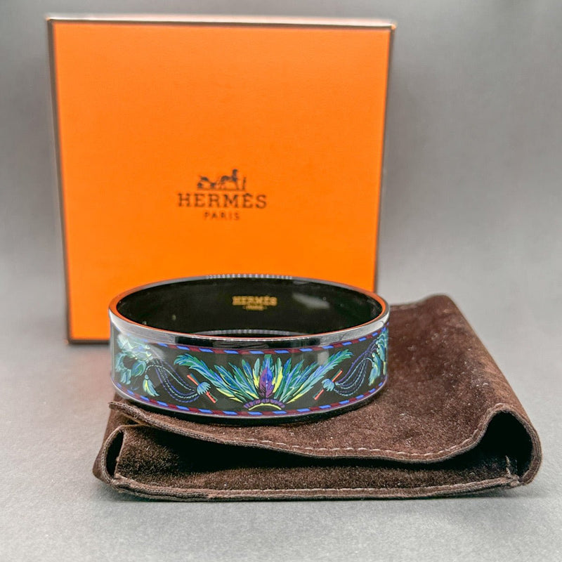 Estate Hermes 18mm Brazil Wide Enamel Bangle Bracelet - Walter Bauman Jewelers