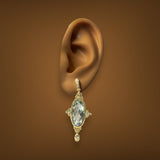 Estate Judith Ripka 18K Y Gold 18.12ctw Prasiolite & 0.26ctw G/SI1 Diamond Earrings - Walter Bauman Jewelers