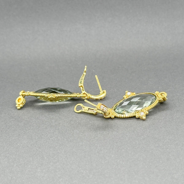 Estate Judith Ripka 18K Y Gold 18.12ctw Prasiolite & 0.26ctw G/SI1 Diamond Earrings - Walter Bauman Jewelers