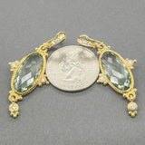 Estate Judith Ripka 18K Y Gold 18.12ctw Prasiolite & 0.26ctw G/SI1 Diamond Earrings - Walter Bauman Jewelers