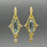 Estate Judith Ripka 18K Y Gold 18.12ctw Prasiolite & 0.26ctw G/SI1 Diamond Earrings - Walter Bauman Jewelers