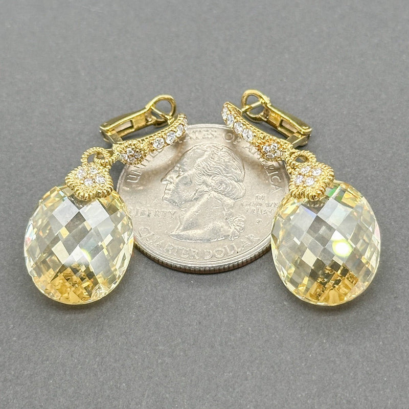 Estate Judith Ripka 18K Y Gold 40.72ctw Zircon & 0.30ctw G/SI1 Diamond Earrings - Walter Bauman Jewelers