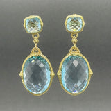 Estate Judith Ripka 18K Y Gold 55.66ctw Blue Topaz Earring - Walter Bauman Jewelers