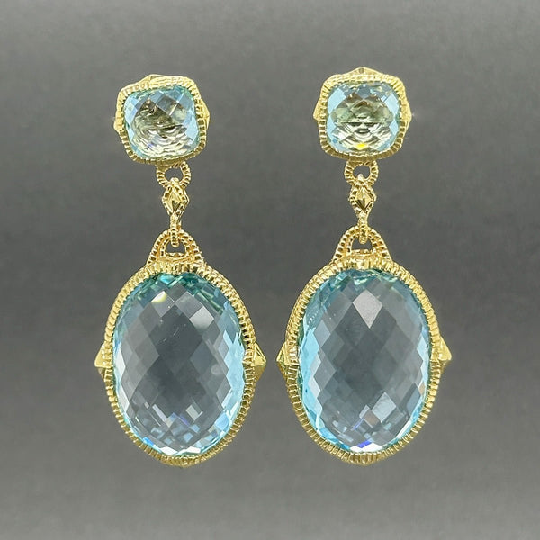 Estate Judith Ripka 18K Y Gold 55.66ctw Blue Topaz Earring - Walter Bauman Jewelers