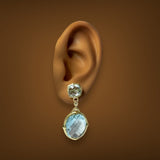 Estate Judith Ripka 18K Y Gold 55.66ctw Blue Topaz Earring - Walter Bauman Jewelers