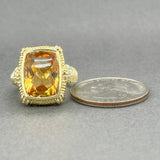 Estate Judith Ripka 18K Y Gold 7.70ct Citrine & 0.04ctw G/VS1 - 2 Diamond Ring - Walter Bauman Jewelers