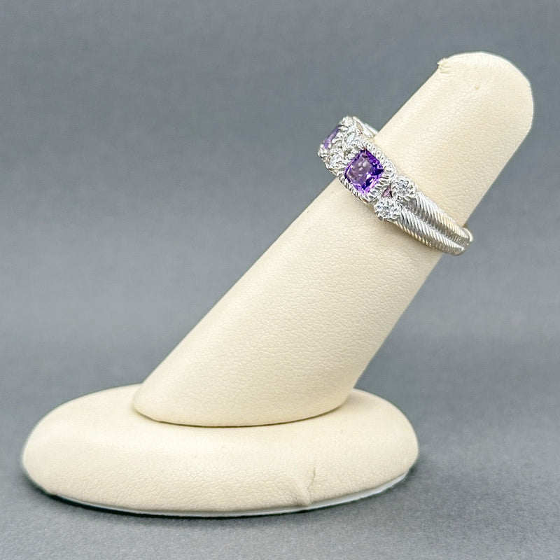 Estate Judith Ripka SS 1.32ctw Amethyst & 0.40ctw CZ Ring - Walter Bauman Jewelers