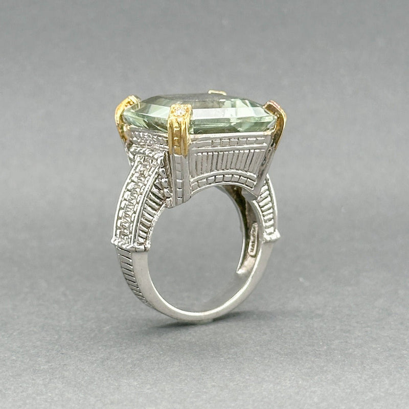 Estate Judith Ripka SS 14.96ct Prasiolite & 0.05ctw H/SI2 Diamond Ring - Walter Bauman Jewelers